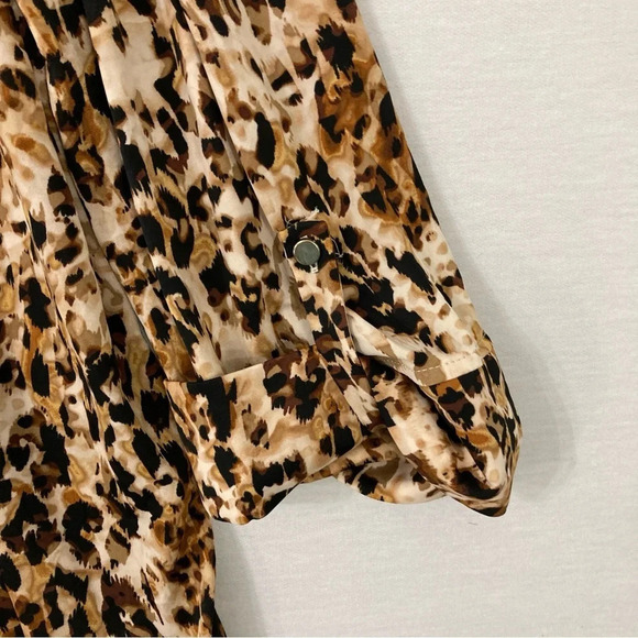 NEW Ava & Grace Brown Animal Print Stretch Rolled Tab Pull-over Top 2X - Picture 8 of 10